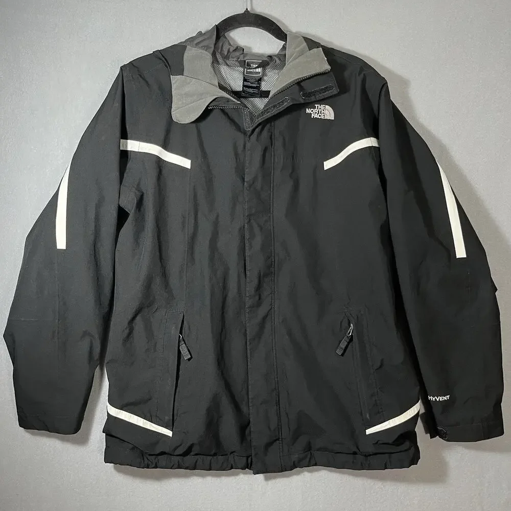 North Face Hyvent Jacket Boys XL 18/20 Black, Mesh Lined, Hood, Full Zip‎ 3 In 1